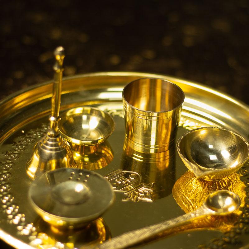 7 Piece Brass Pooja Thali Set