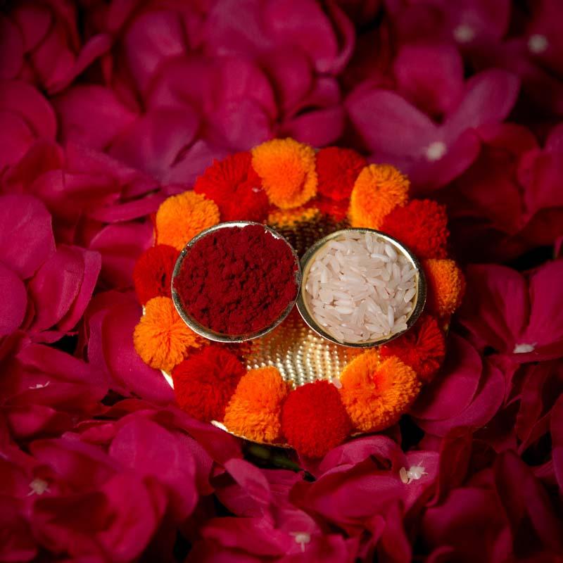 Gorgeous Pom Pom Akshat Roli Platter