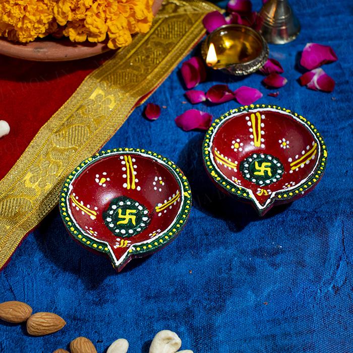 Swastik Eco Friendly Diya (set of 2)