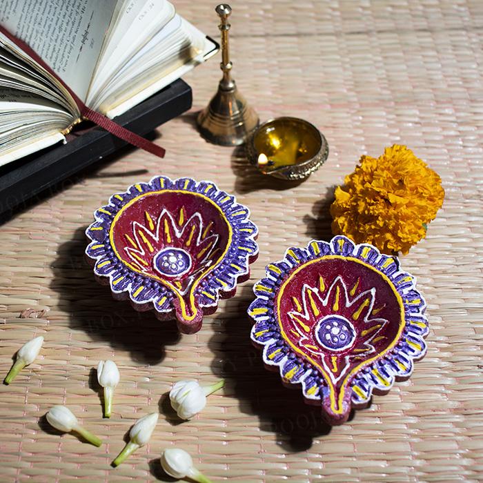 Eco Friendly Red Diya (set of 2)