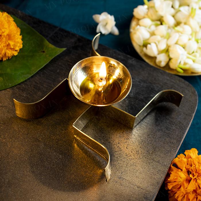 Spiritual Swastik Brass Diya
