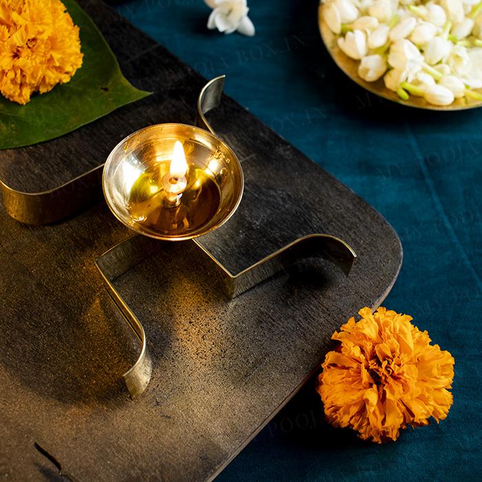 Spiritual Swastik Brass Diya