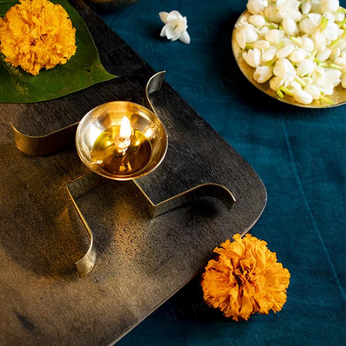 Spiritual Swastik Brass Diya