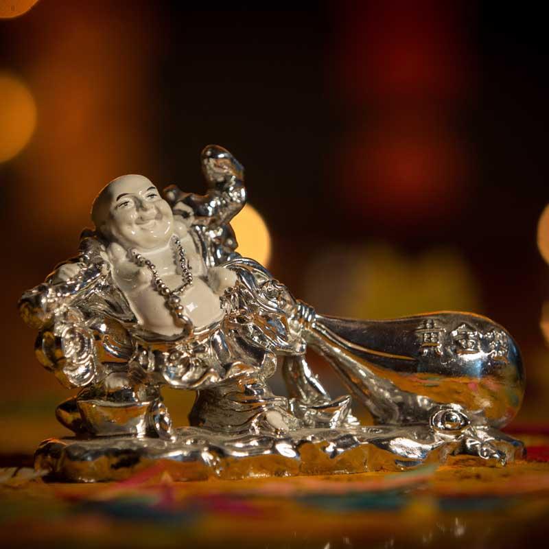 Feng Shui Sparkling Laughing Buddha with Money Bag for Prosperity