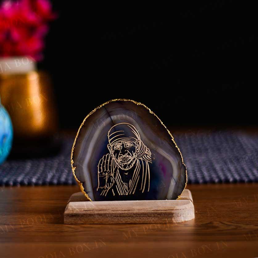 Striking Sai Baba Agate Showpiece