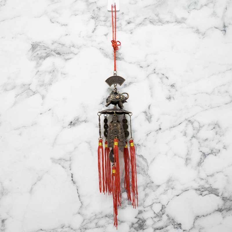 Feng Shui Coins Dragon Bell Elephant Wind Chime with Tassels