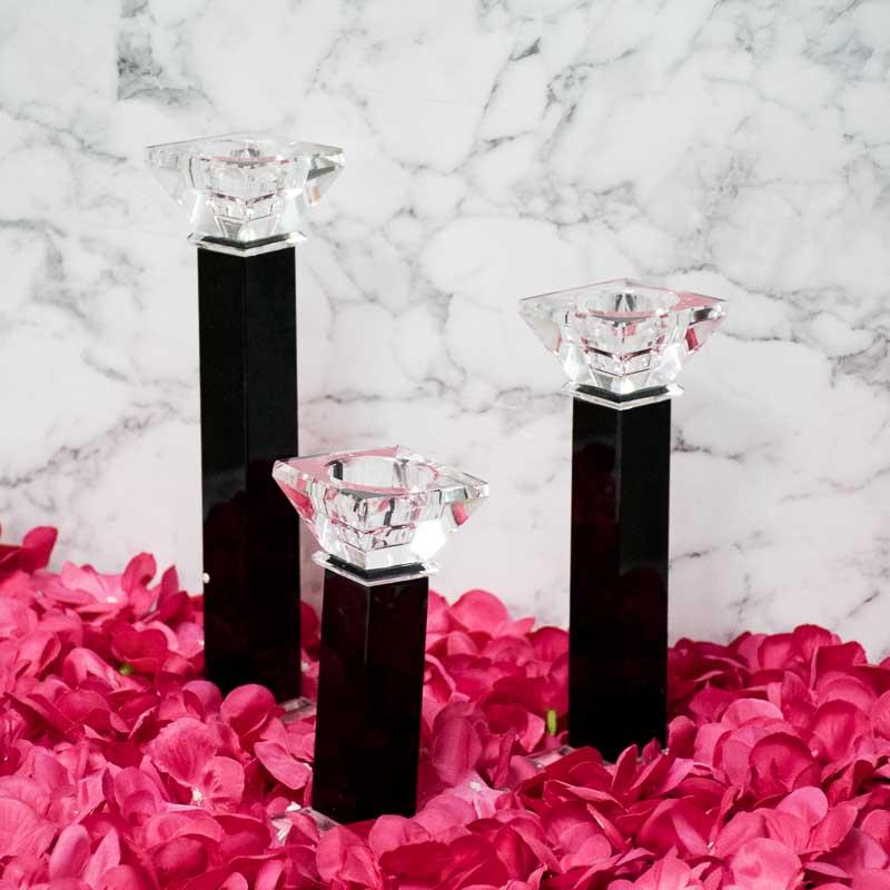 Handcrafted Black White Glass Designer Pillar Candle Holder