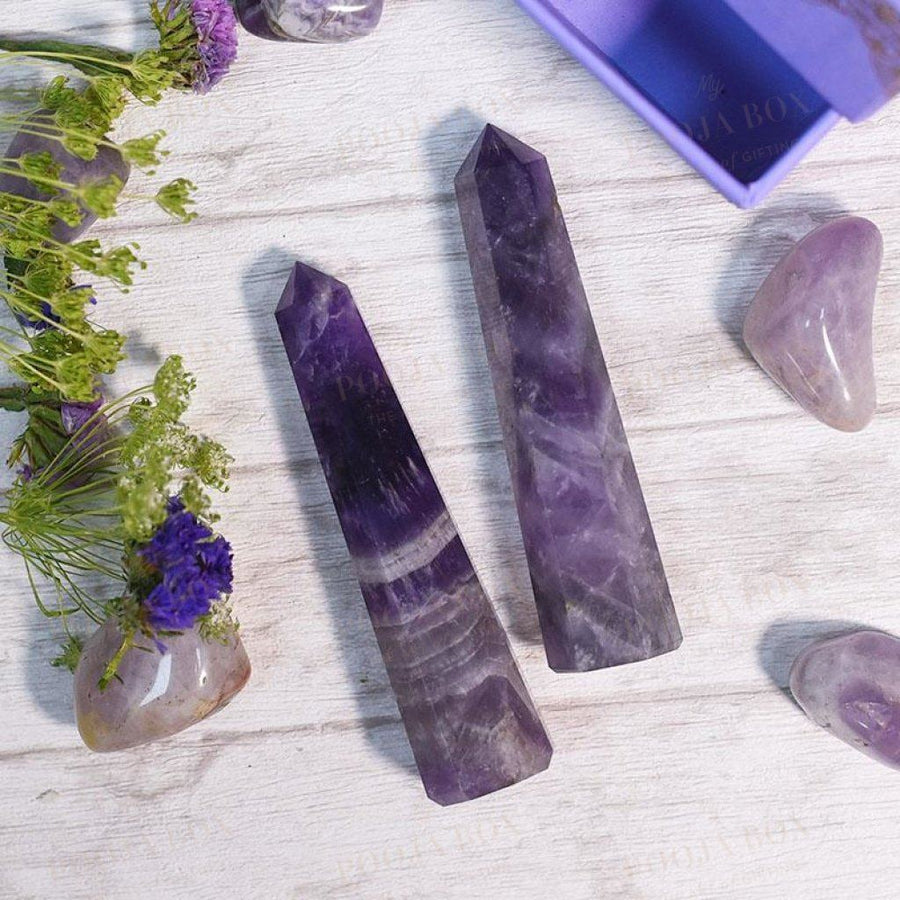 Amethyst Tower/pencil (Set Of 2)Spirituality & Protection Reiki Towers