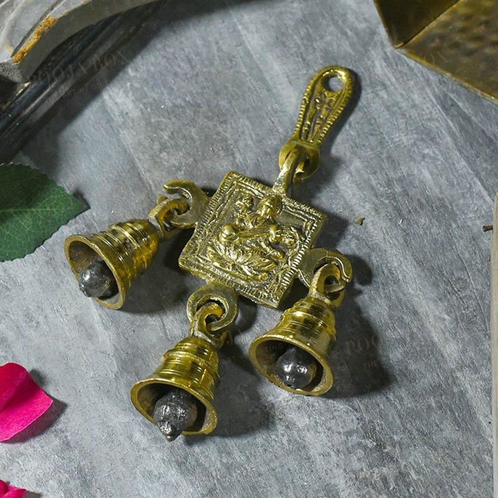 Antique Brass 3 Bells Saraswati Figurine