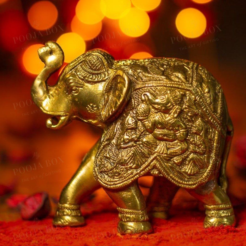 Antique Brass Elephant Statue Home Decor