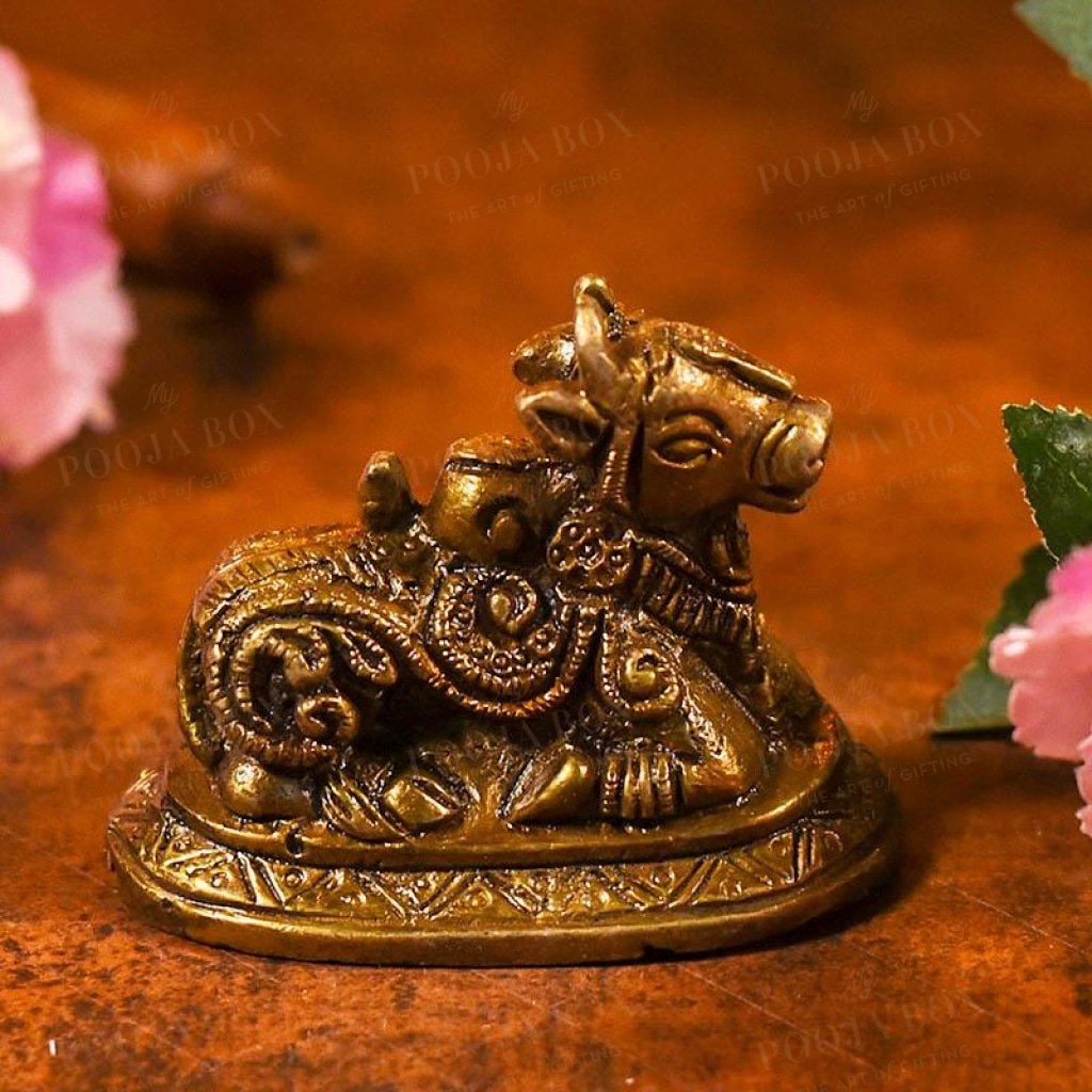 Antique Brass Nandi Statue Idol