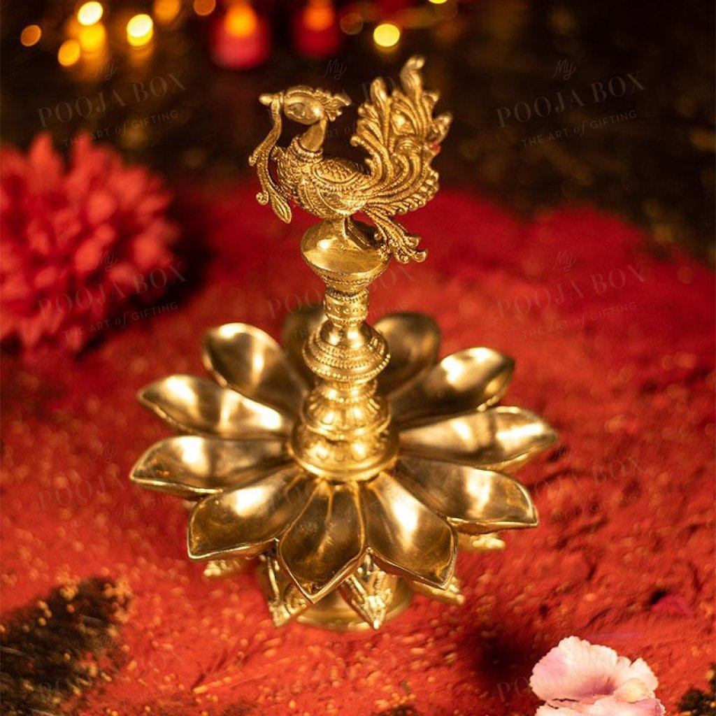 Antique Brass Peacock Diya