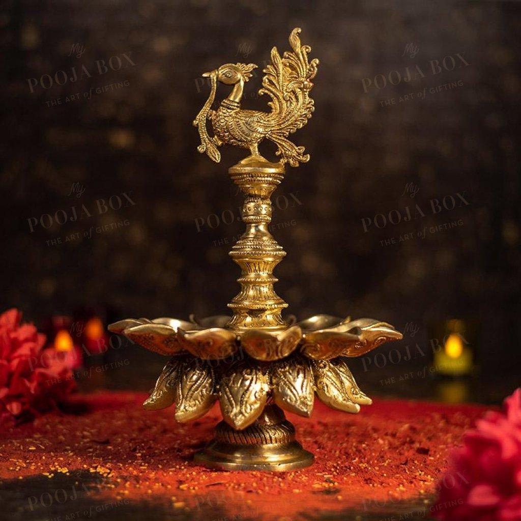 Antique Brass Peacock Diya