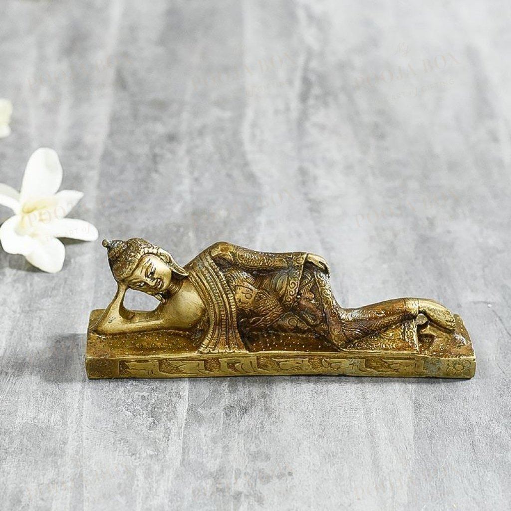 Antique Brass Sleeping Buddha Idol Idol