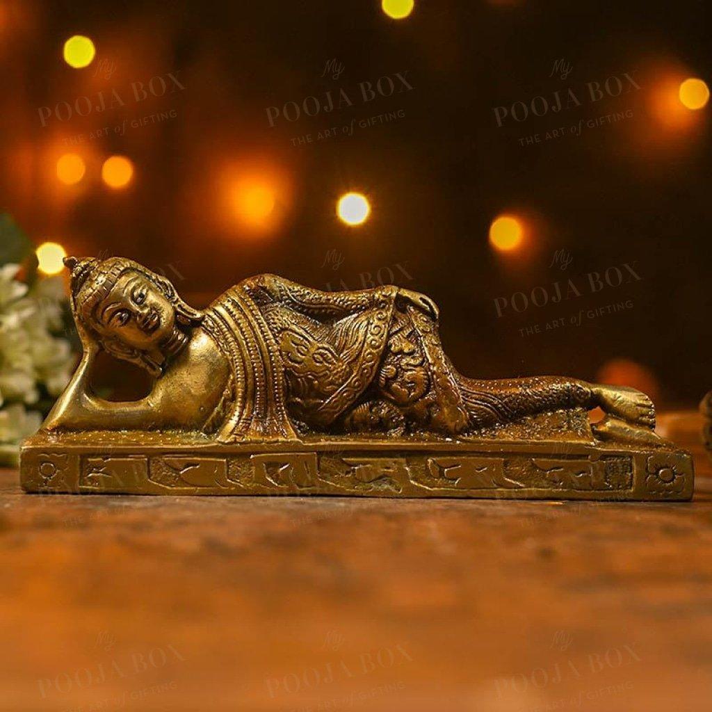 Antique Brass Sleeping Buddha Idol Idol