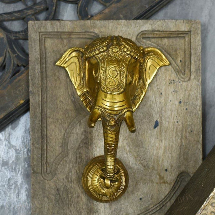 Antique Brass Wall Hanging Ganesha With Bell Idol