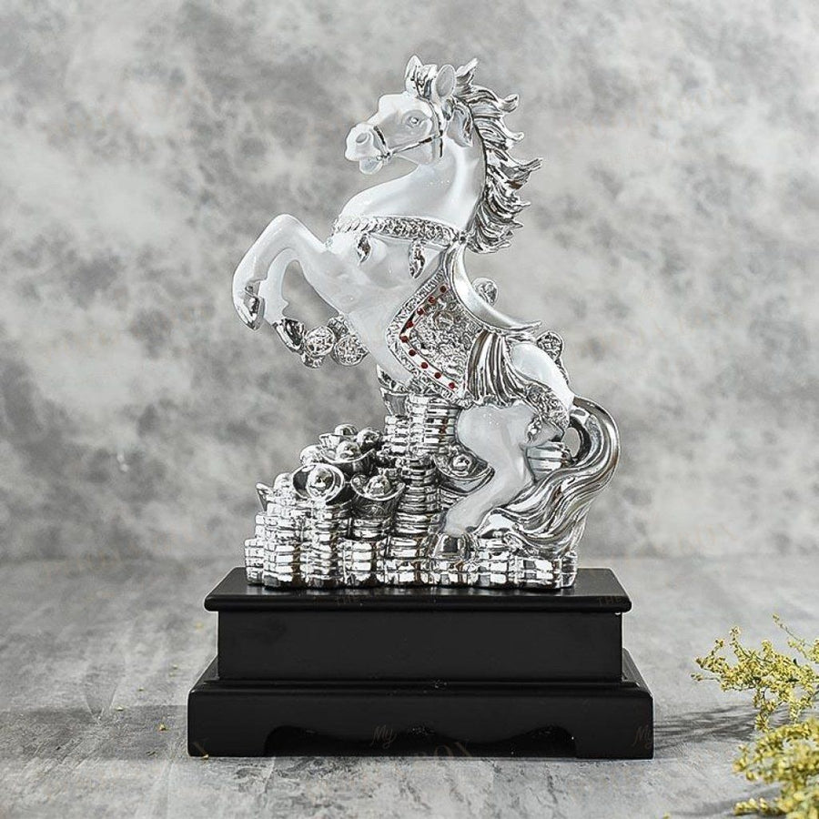 Antique White Polyresin Horse Figurine Home Decor