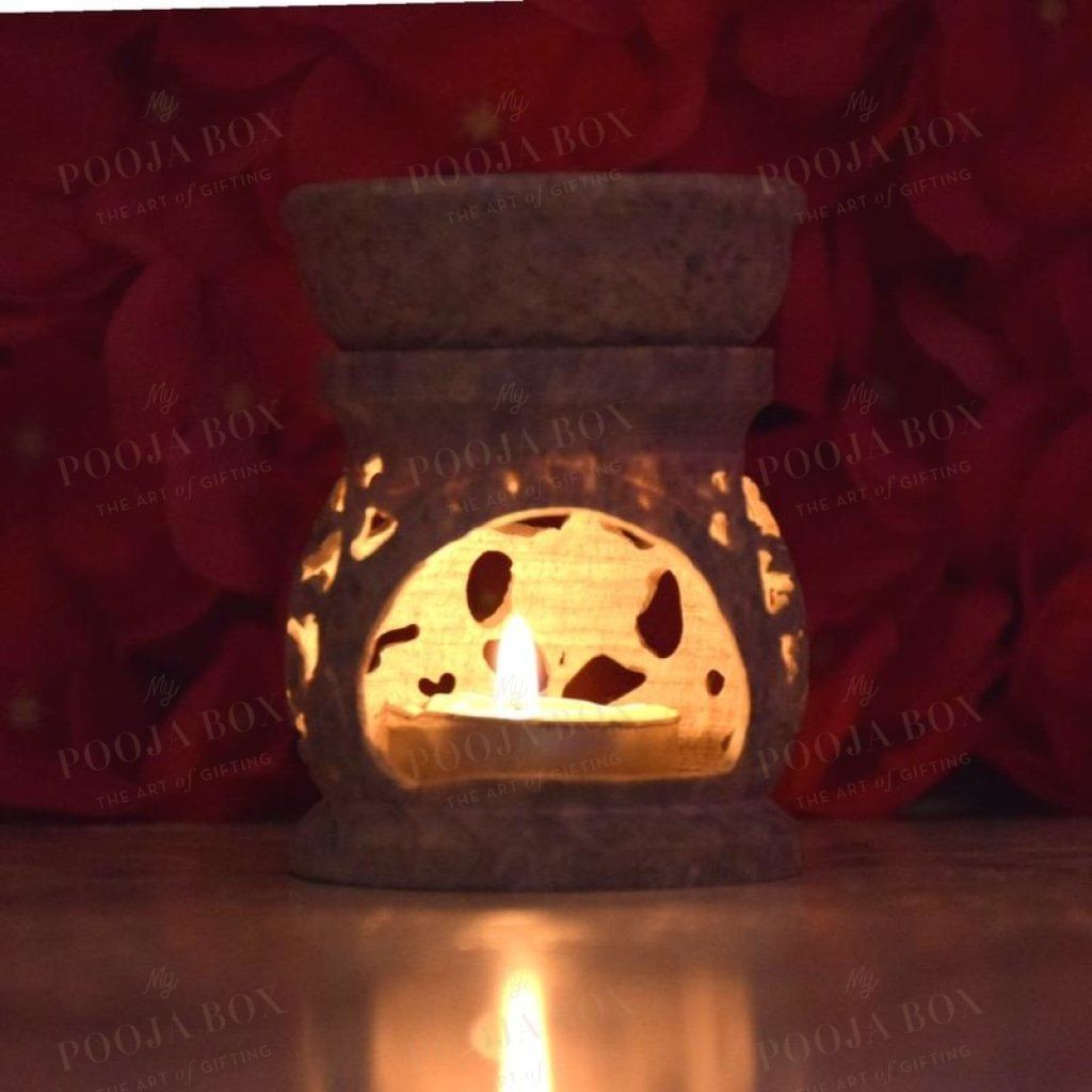 Artistic Handcrafted Floral Marble Aroma Diffuser T-Light Holder Diffusor