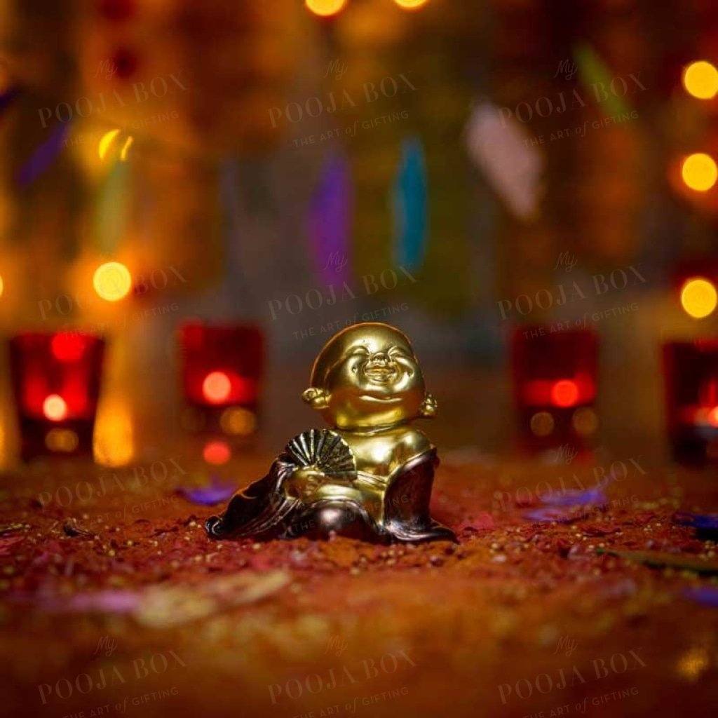 Baby Buddha Monk With A Fan Home Decor