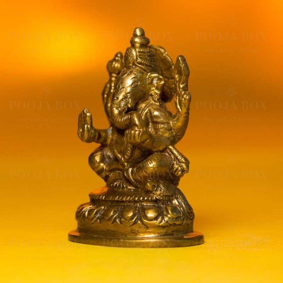 Beautiful Laxmi Ganesh On Lotus Brass Idol For Decor Idols