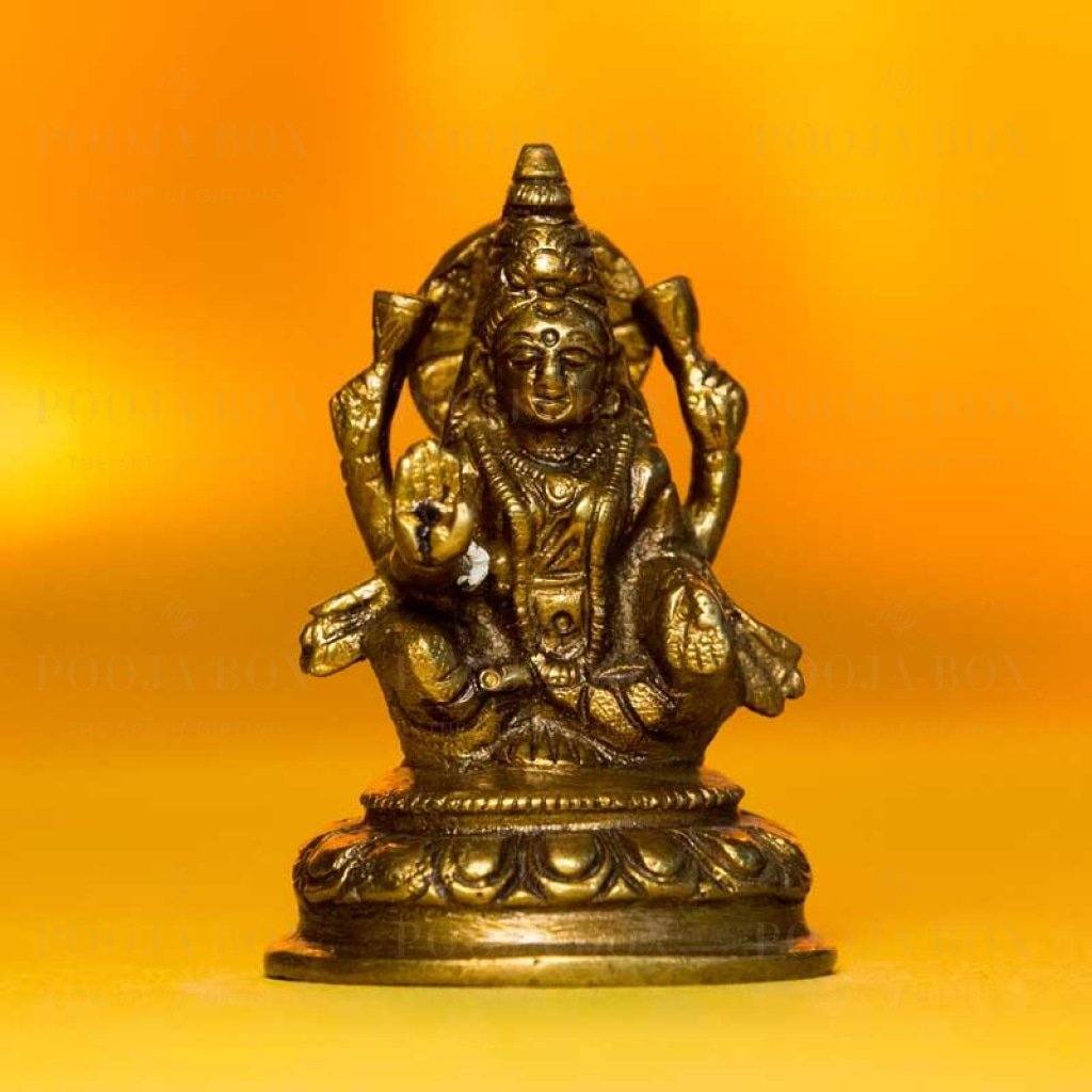Beautiful Laxmi Ganesh On Lotus Brass Idol For Decor Idols