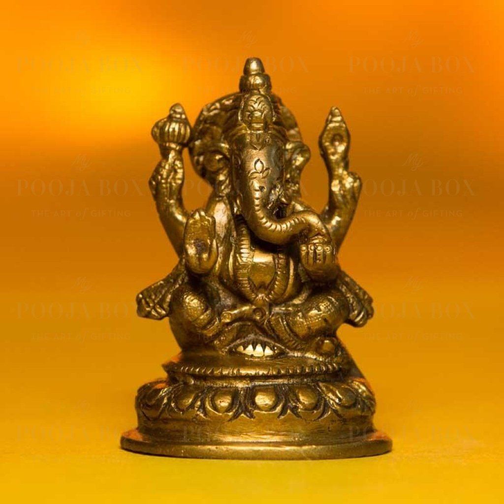 Beautiful Laxmi Ganesh On Lotus Brass Idol For Decor Idols