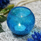 Blue Crackled Matki Candle Holder