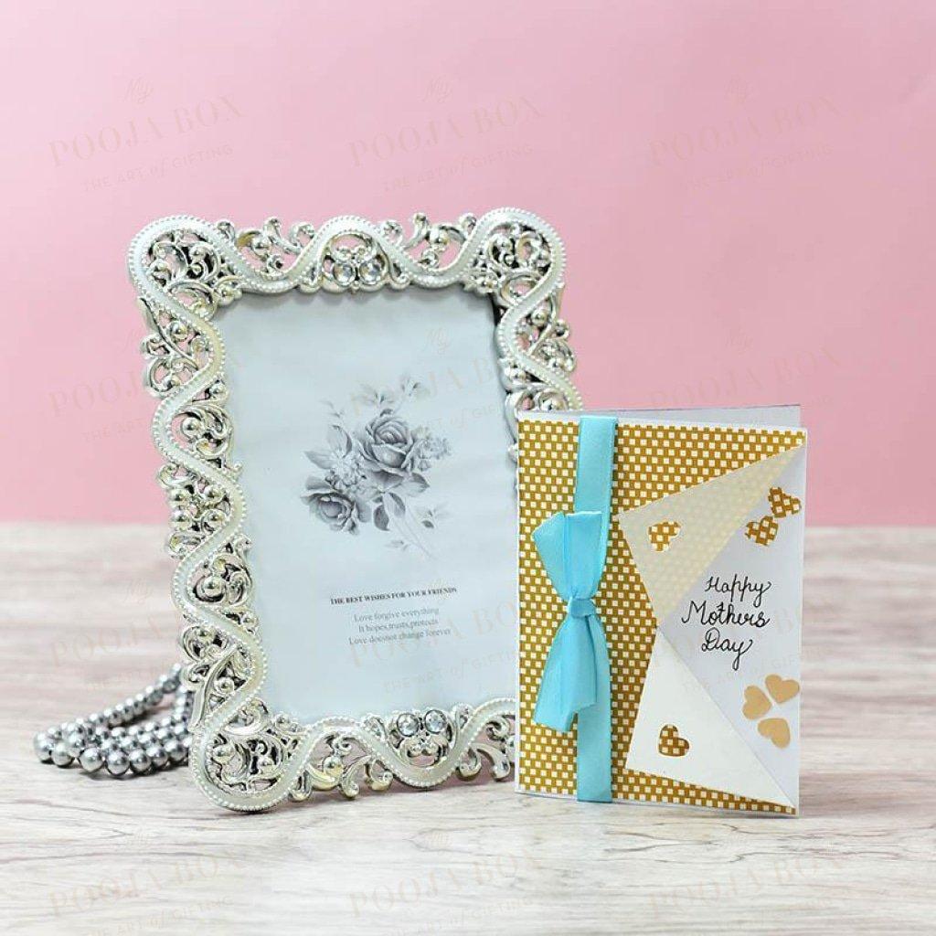 Classic Floral Silver Bordered Photo Frame Home Decor
