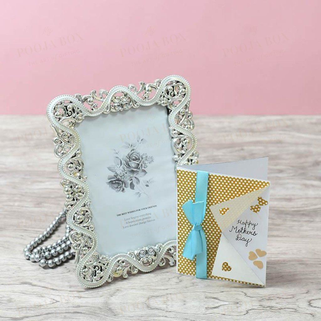 Classic Floral Silver Bordered Photo Frame Home Decor