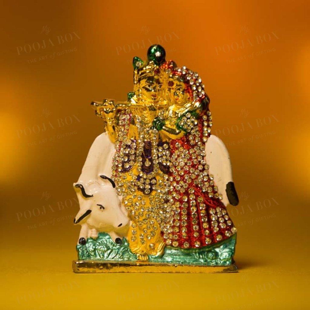 Colorful Stone Studded Radha Krishna Idol Idols