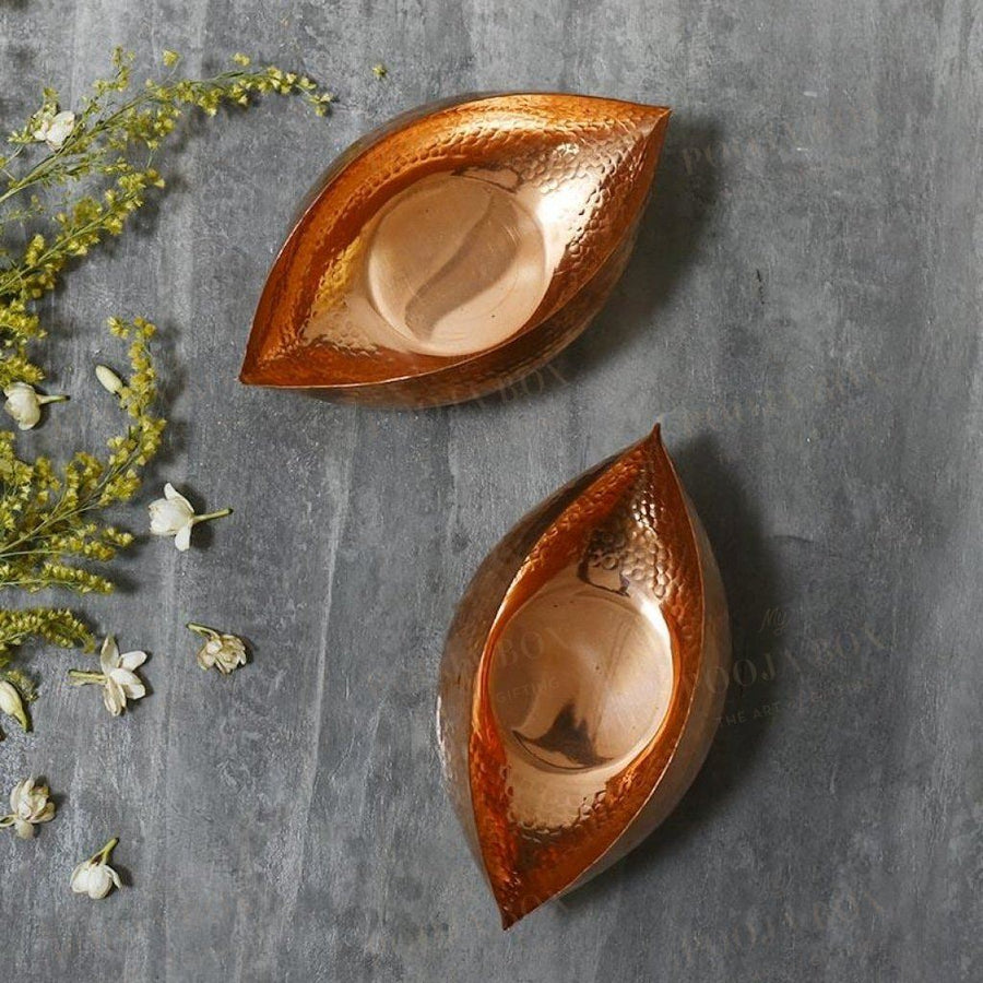 Copper Ebi Pod Tlight Large Set Of 2 Candle Holder