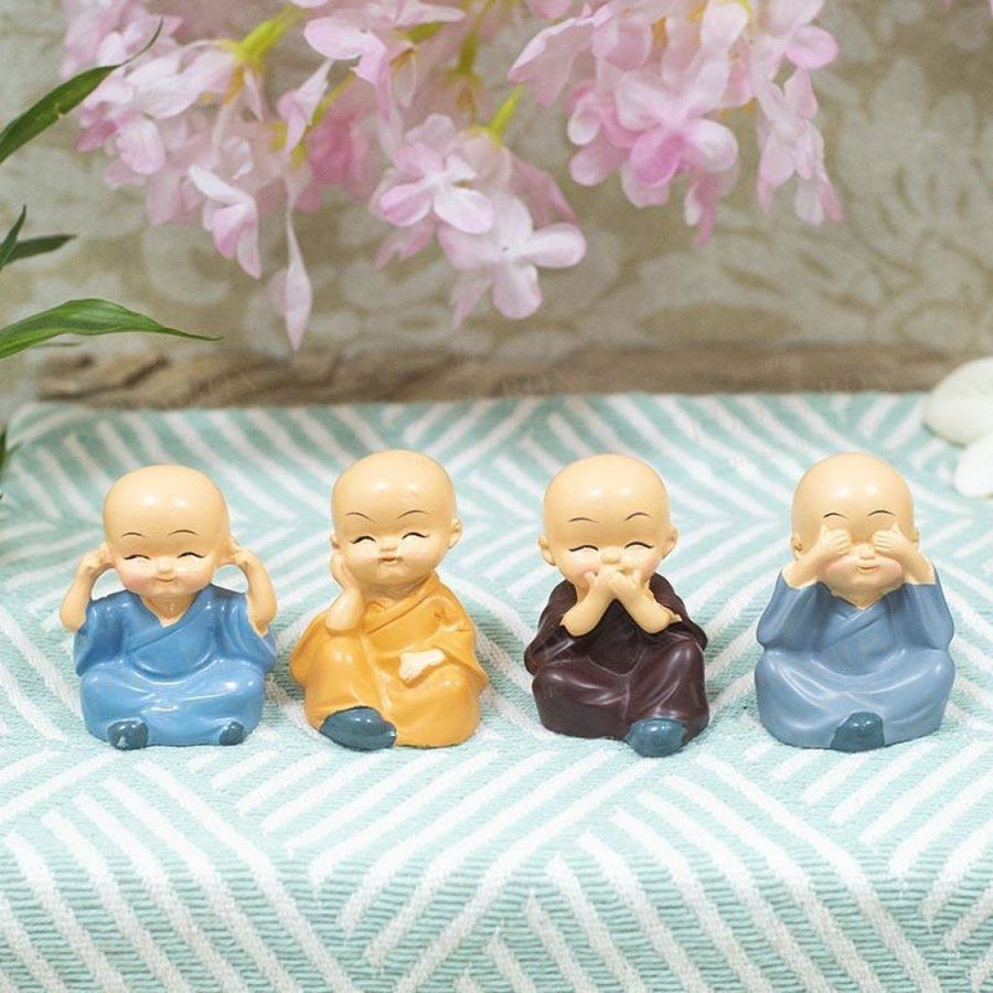 Cute Mini Monk Set Of 4 Home Decor