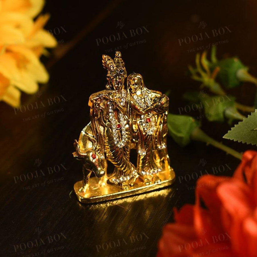 Diamond Studded Radha Krishna Murti Showpiece For Decor Idols