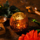 Enchanting Golden Glass Tea Light Holder Candle