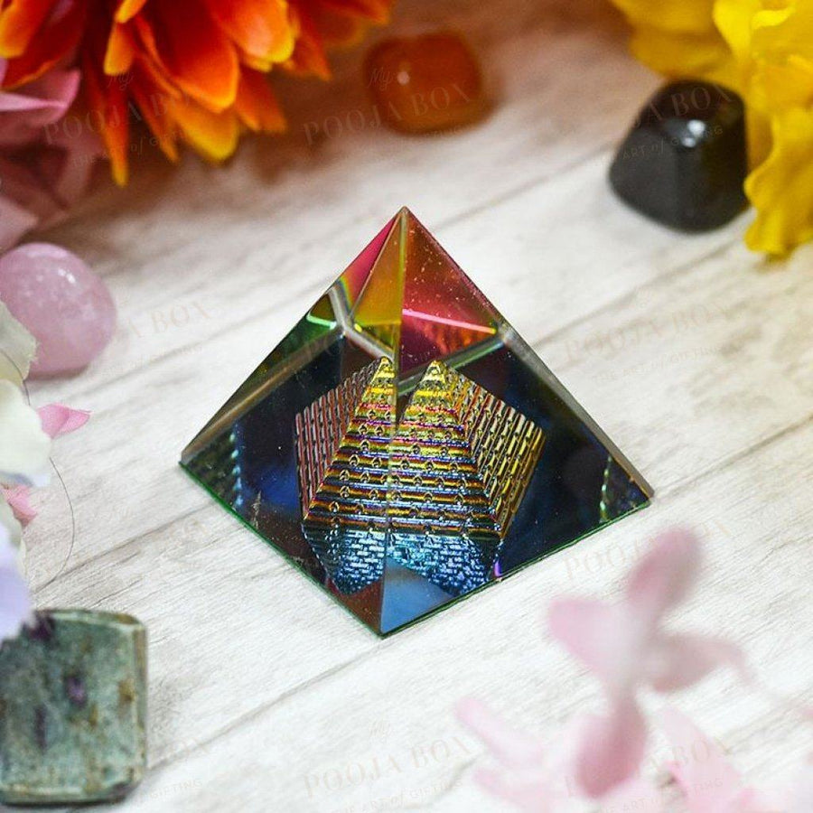 Feng Shui Crystal Twin Pyramid With Rainbow Effect