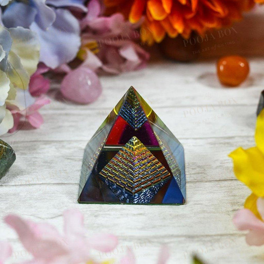 Feng Shui Crystal Twin Pyramid With Rainbow Effect