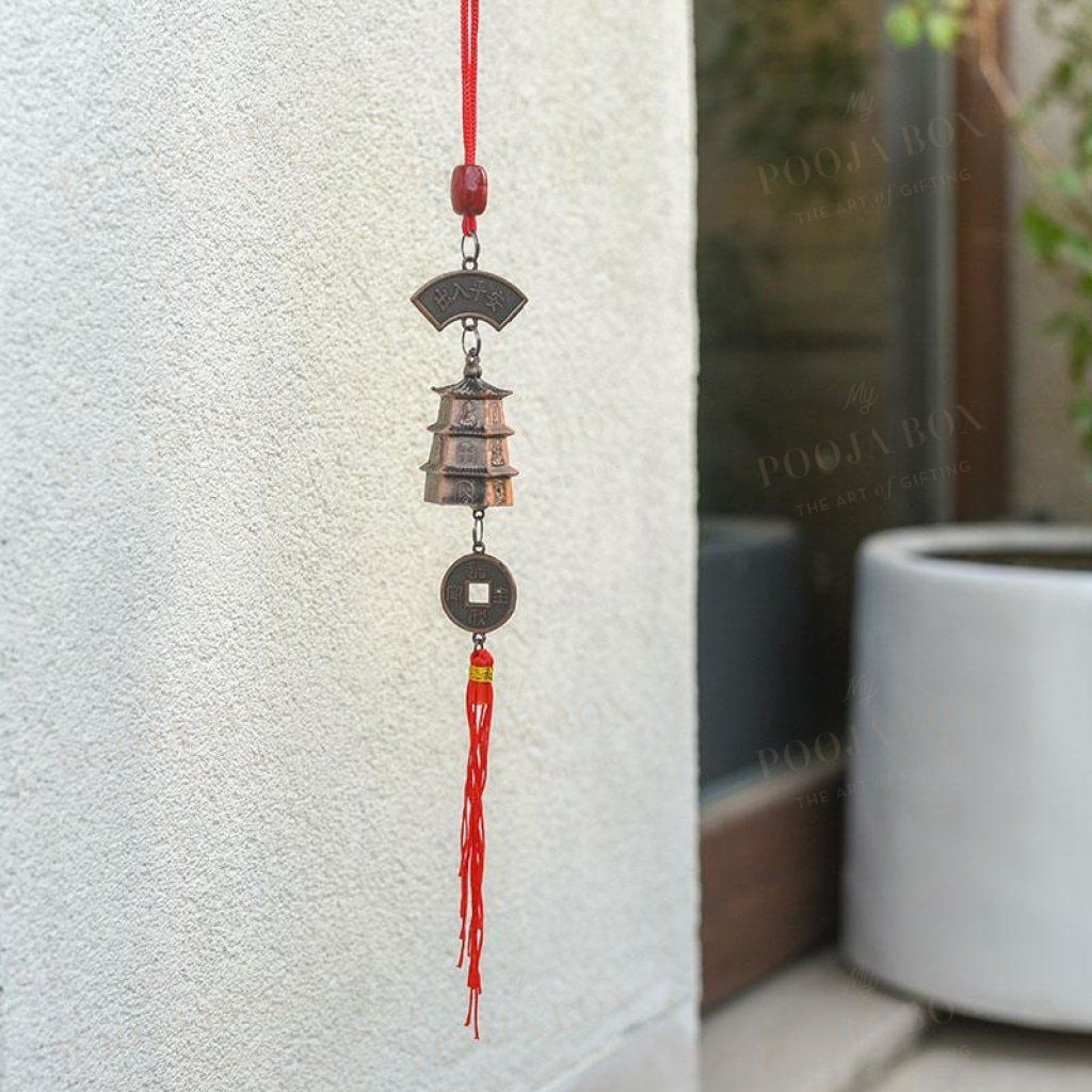 Feng Shui Pagoda Wind Chime With Lucky Coin Tassel Chimes