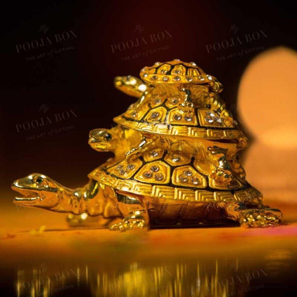 Feng Shui Three-Tiered Tortoise Statue For Good Luck