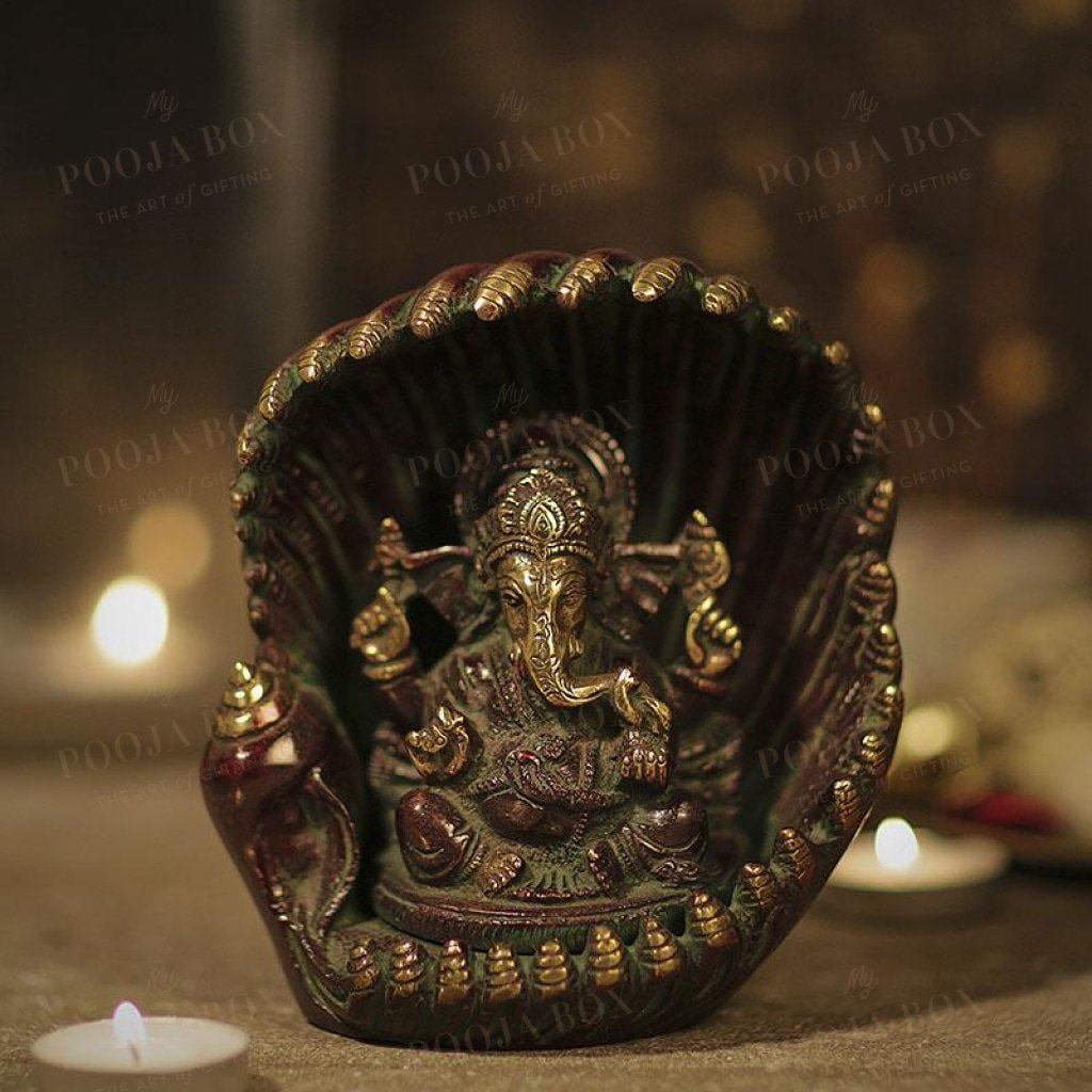 Graceful Sheeshnaag Brass Ganesha