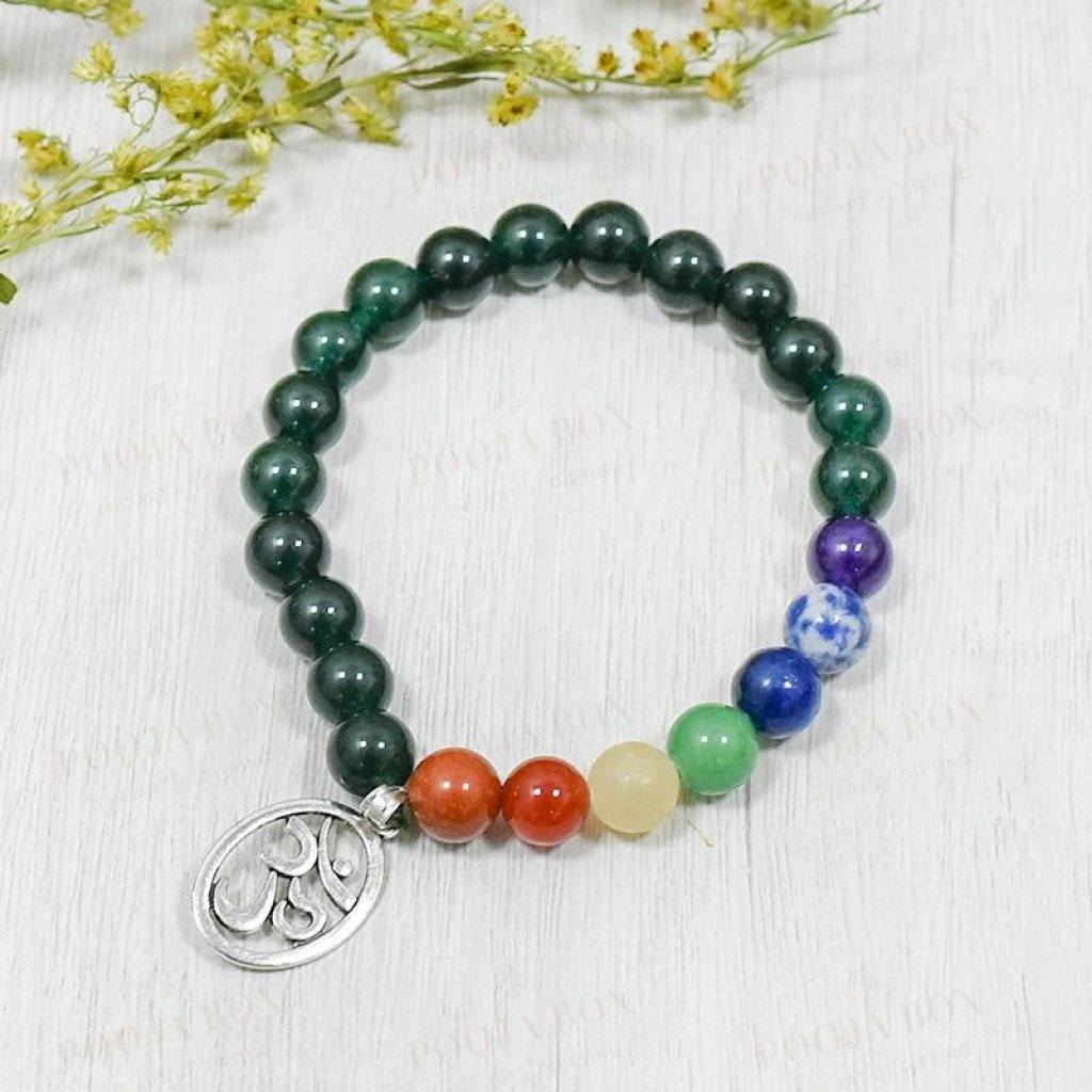 Green Aventurine Bracelet with Om Charm | Luck & Creativity