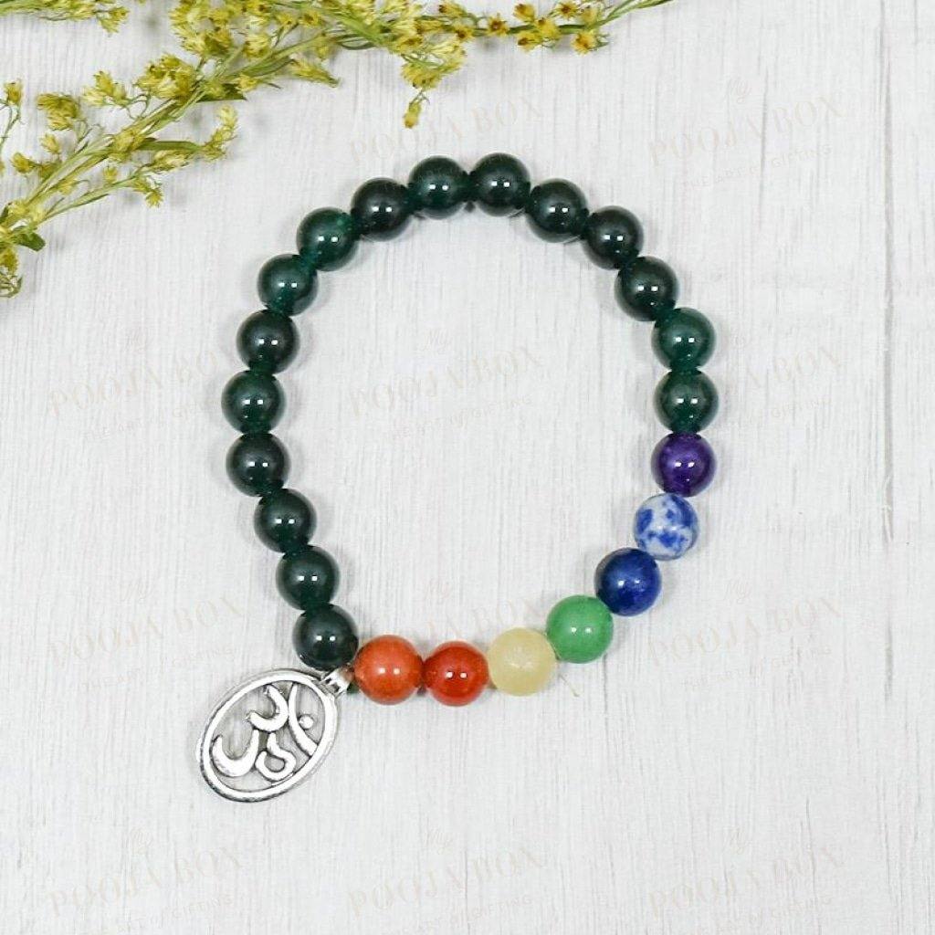 Green Aventurine Bracelet With Om Charm | Luck & Creativity Reiki