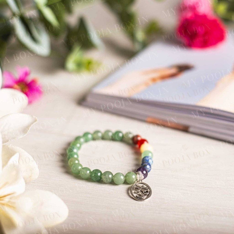 Green Aventurine Bracelet With Om Charm | Luck & Creativity Reiki