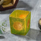 Green Square Shaped Glass Candle Holder With T-Light