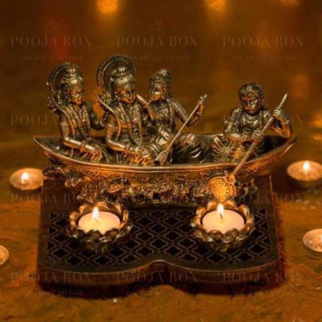Handcrafted Antique Golden Ram Darbar Figurine Idols