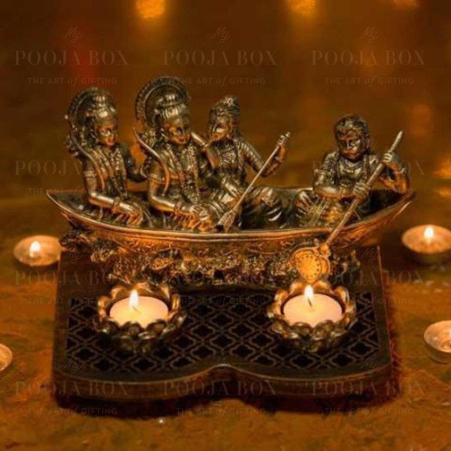 Handcrafted Antique Golden Ram Darbar Figurine Idols