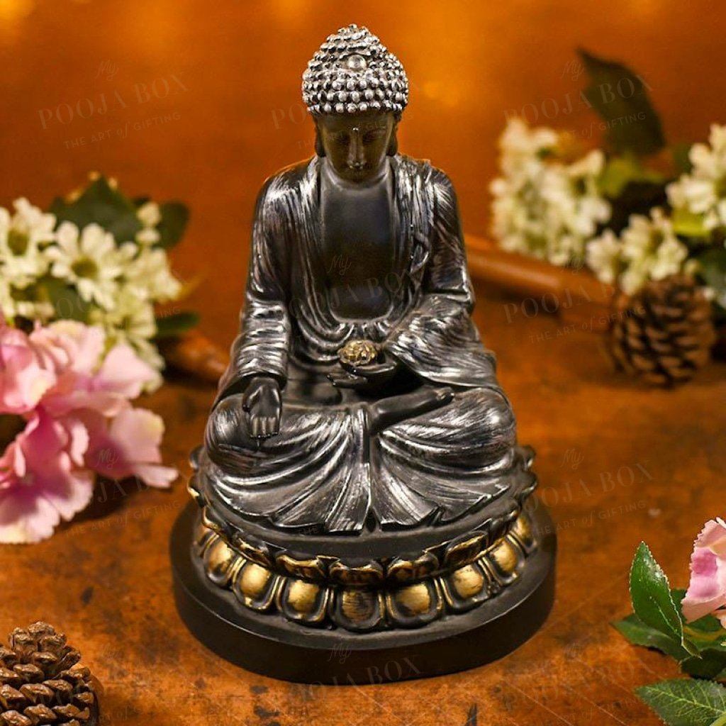 Handcrafted Black & Silver Buddha Idols