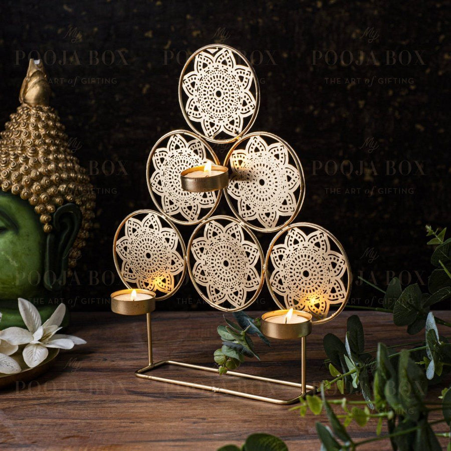 Handcrafted Trikona T-Light Holder Home Decor