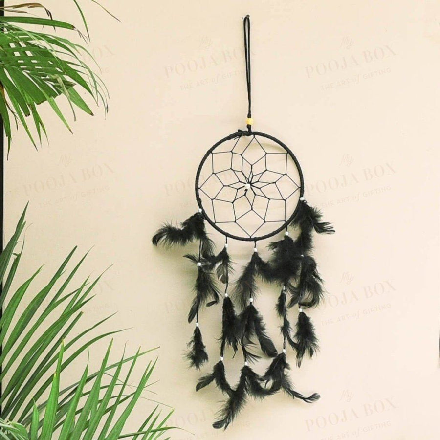 Handmade Black Dream Catcher Wall Hanging