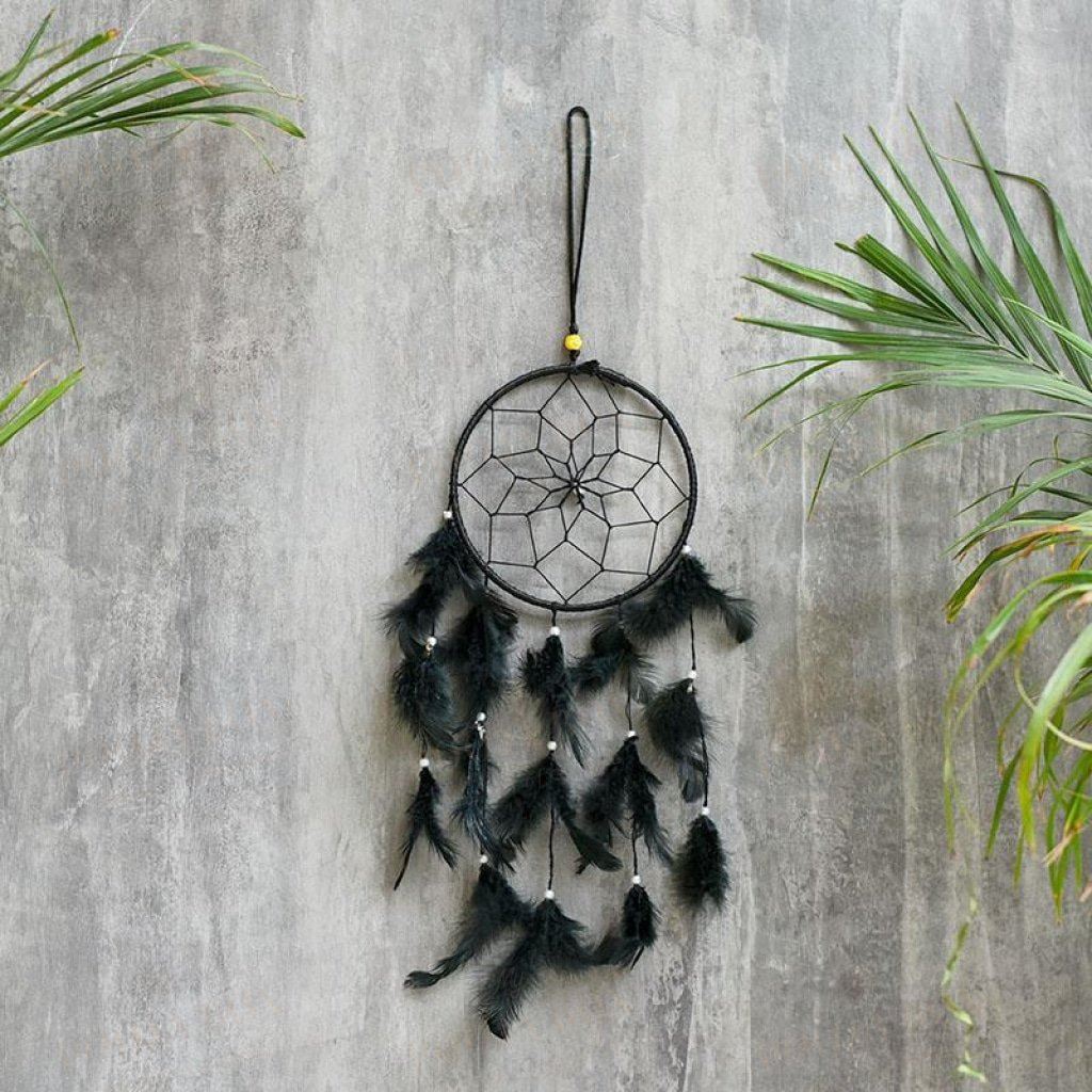 Handmade Black Dream Catcher Wall Hanging
