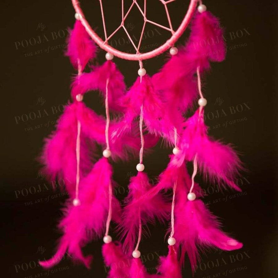 Handmade Pink Feathers Dreamcatcher Wall Hanging
